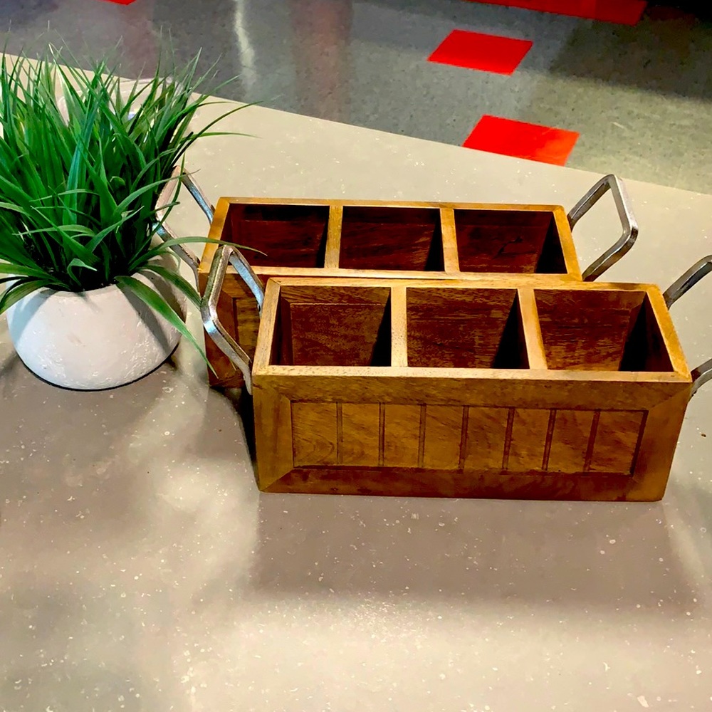 Wooden 3 slot trey